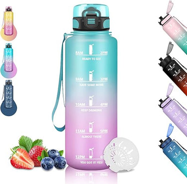 Botella Agua, Botella Agua 1.5 litros con Filtro, Botella de Agua Deportiva a Prueba de Fugas, Botella Reutilizable, Fácil de Limpiar, Botella Agua Grande, Cantimplora para Cámping, Yoga, Senderismo